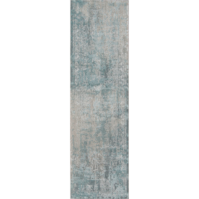 Tapis bleu clair Power Loom, Tapis de couloir : 2 pi 2 po x 7 pi 7 po
