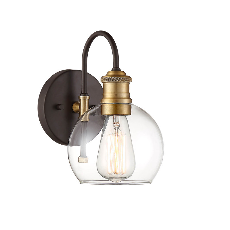 Brianna 10" H Outdoor Wall Lantern in Oil Rubbed Bronze with Natural Brass, Oil Rubbed Bronze with Natural Brass