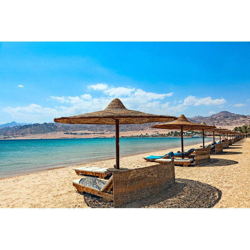 Unoccupied Sun Lounger On The Beach by Berenika_L - No Frame Print on Canvas, 51cm H x 76cm W