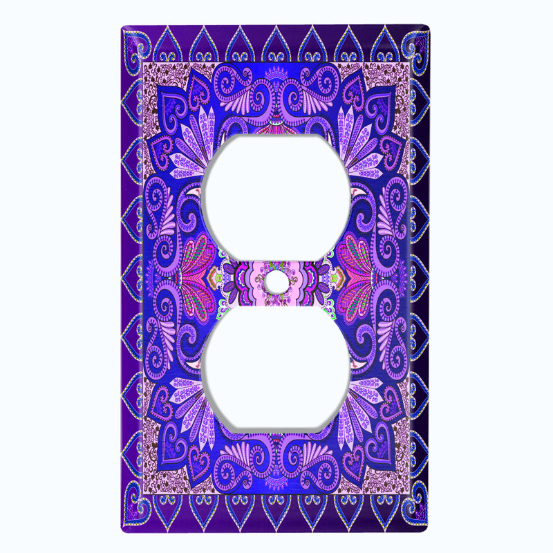 Plaque murale d'interrupteur à bascule à motif cachemire bleu sarcelle et motif cachemire Bandana, Mauve / bleu marine