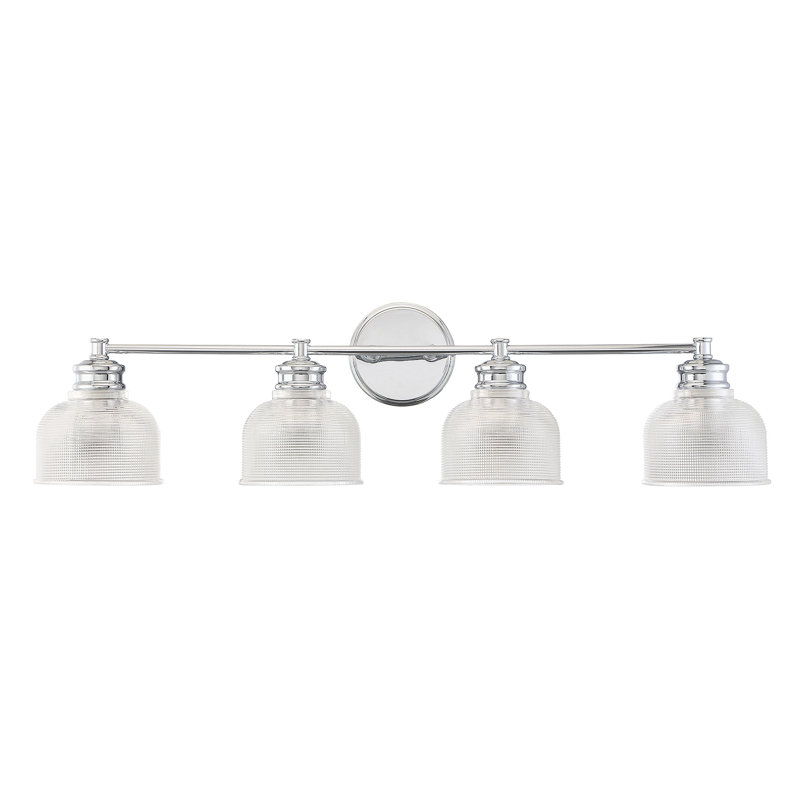 Éclairage de salle de bain à intensité variable en verre martelé 4 lumières Besima, Chrome