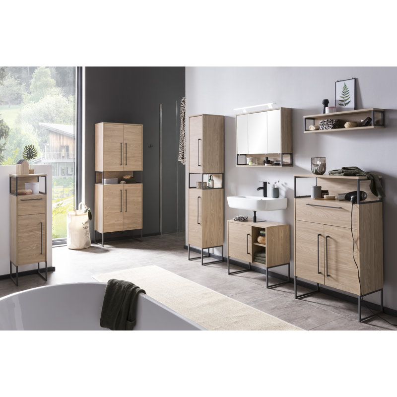 Limone 60.4cm Single Bathroom Vanity Base Only, Light Oak