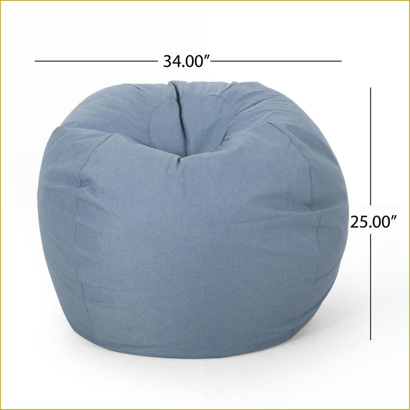Fauteuil à billes Chisal pour adulte rempli de mousse à 3 pieds | Bleu sarcelle | Rond