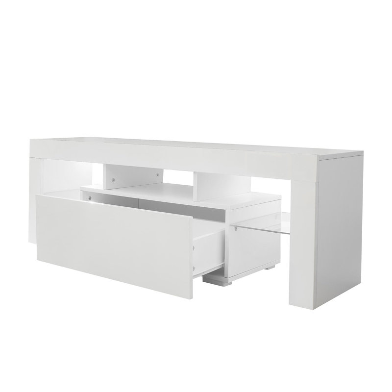 Entertainment TV Stand, Large TV Stand TV Base Stand With LED Light TV Cabinet., White