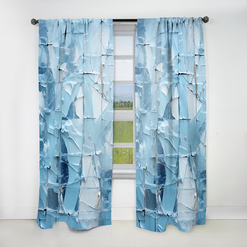 Amesfield blanc bleu Frosty Collage II - Rideau moderne - Velours obscurcissant - 1 panneau, L 52 po x L 63 po