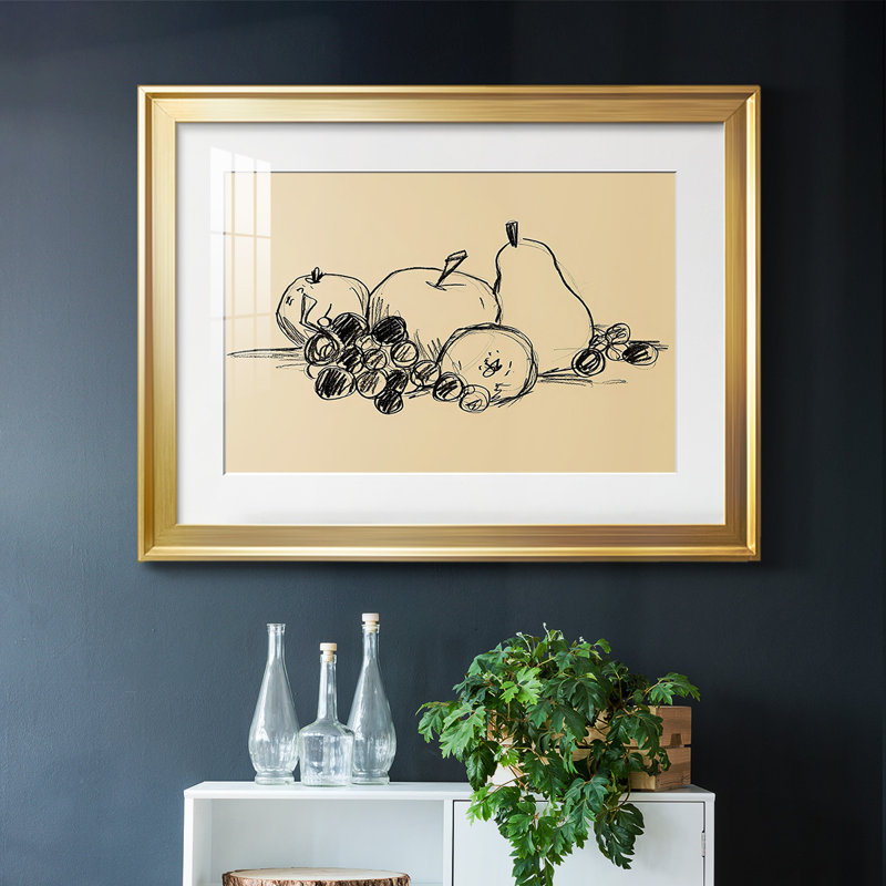 " Graphite Fruit I ", 30" H x 44" W x 1.5" D, Gold