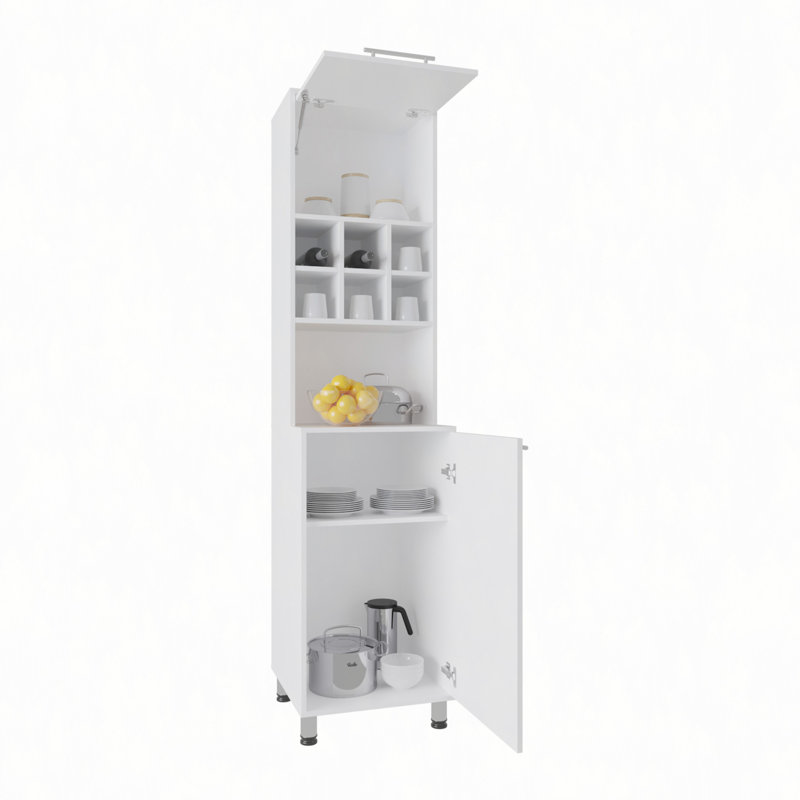 Garde-manger de 80 po de hauteur Attica, armoire de rangement, six casiers à épices et quatre tablettes
