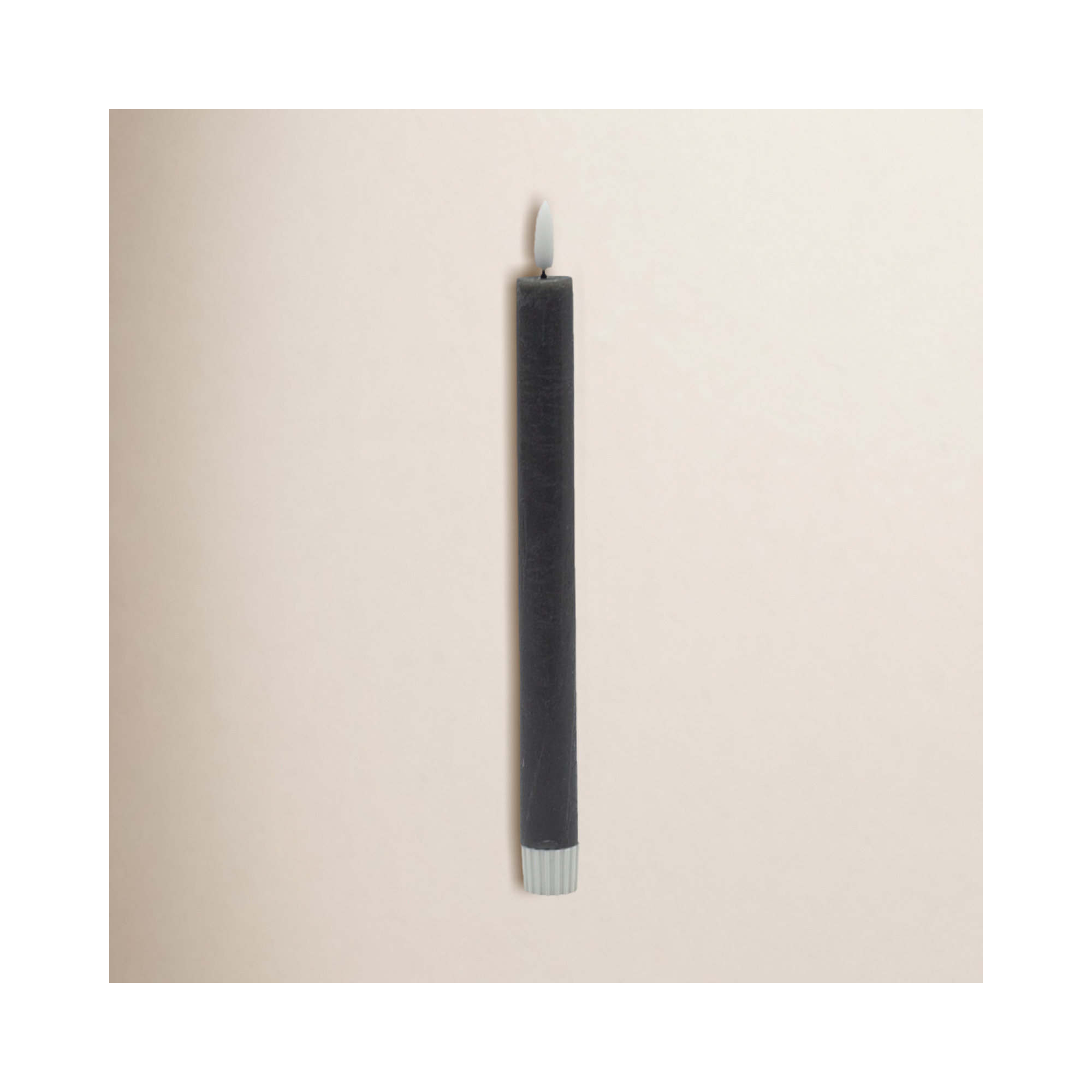 2 Pc Med Flameless Taper Candle, Black