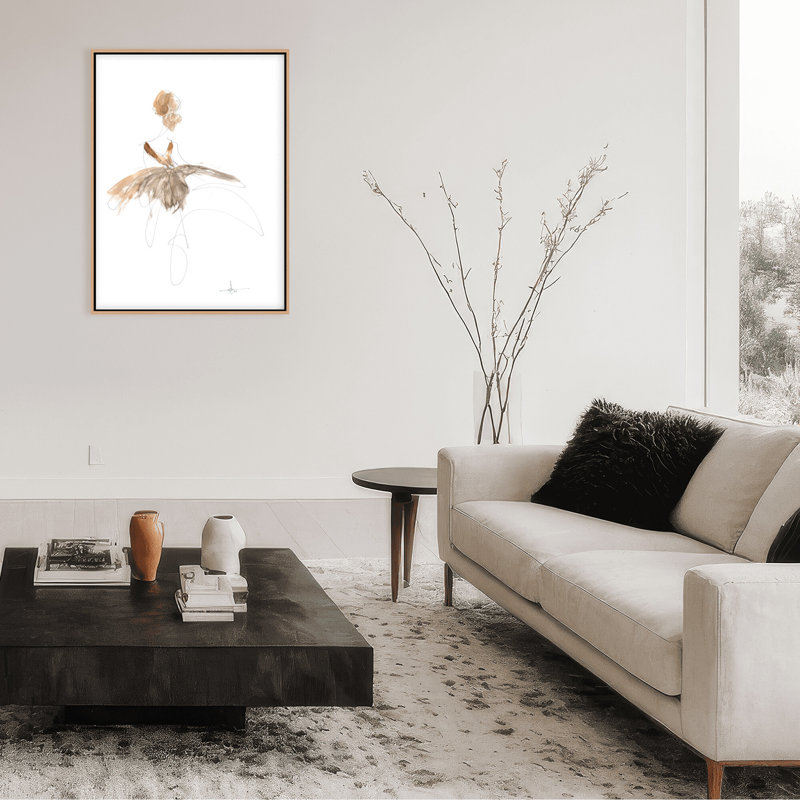 'Study Of Dress No.4' Framed Print Wall Art, 16" H x 12" W x 2.375" D, Framed Canvas, Beige
