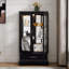Armoire lumineuse en verre avec tablettes réglables - Vitrine élégante à 2 portes