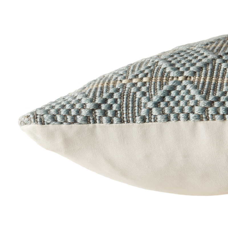 Housse et insert de coussin d'extérieur carré Levon, Bleu clair / gris, Housse de coussin seulement - sans coussin