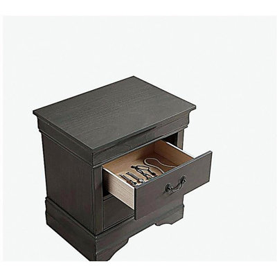 1pc Table de chevet grise Louis Philippe