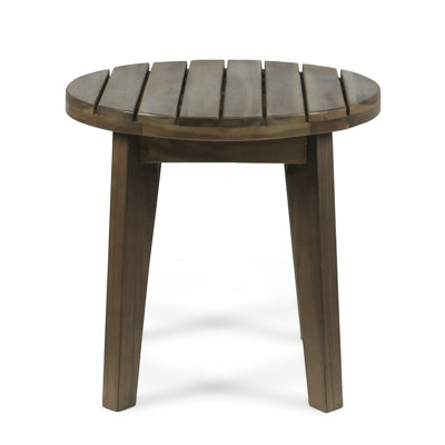 Rustic 16" Wood Side Table In Gray, Adding Charm To Outdoor Settings With Gray Finish, Suited For Activities