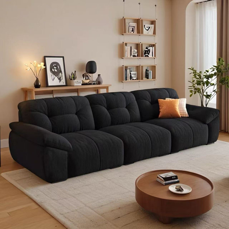 Creative Simple Casual Sofa, 36.61" H x 118.11" W x 41.34" D, Black