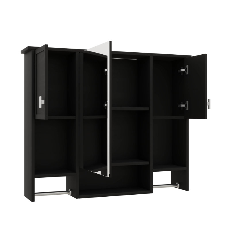 Armoire à pharmacie de salle de bain 35 po x 27,5 po, armoire de rangement murale avec miroir, armoire à miroir avec six tablettes ouvertes