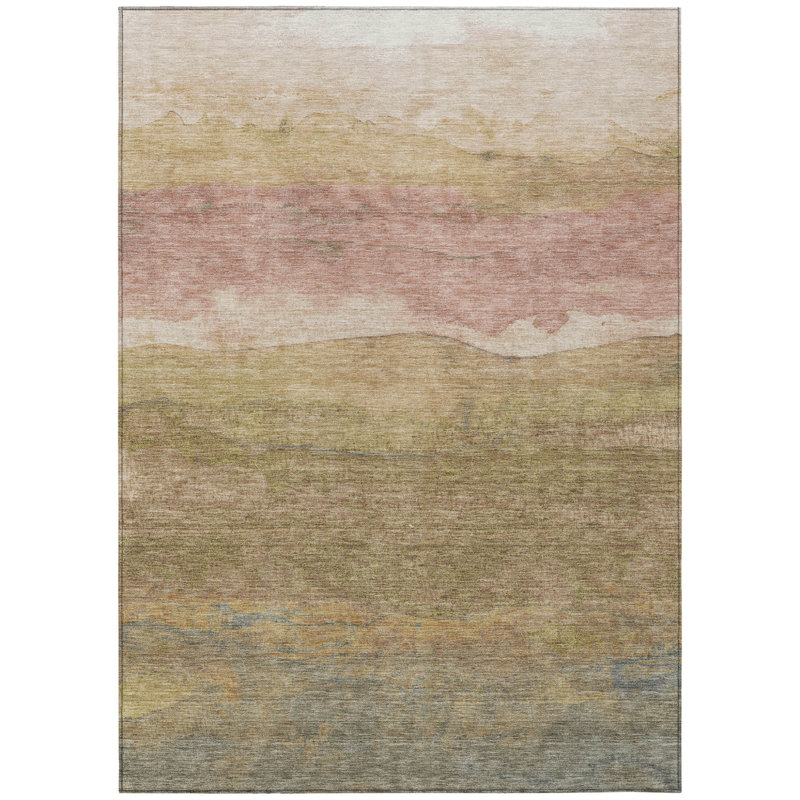 Tapis intérieur lavable abstrait brun clair 9 pi x 12 pi
