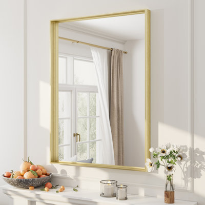 Aevar Tempered Glass and Aluminum Alloy Framed French Cleat Mounted Wall Mirror with 5-Year Warranty