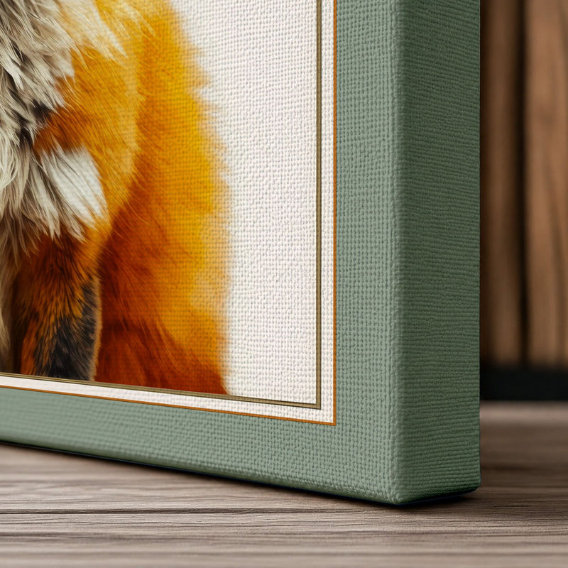 Fox Portrait Boho 1 Piece Wrapped Canvas Wall Art, 30x20 - 76.2 x 50.8 cm, Sage Border