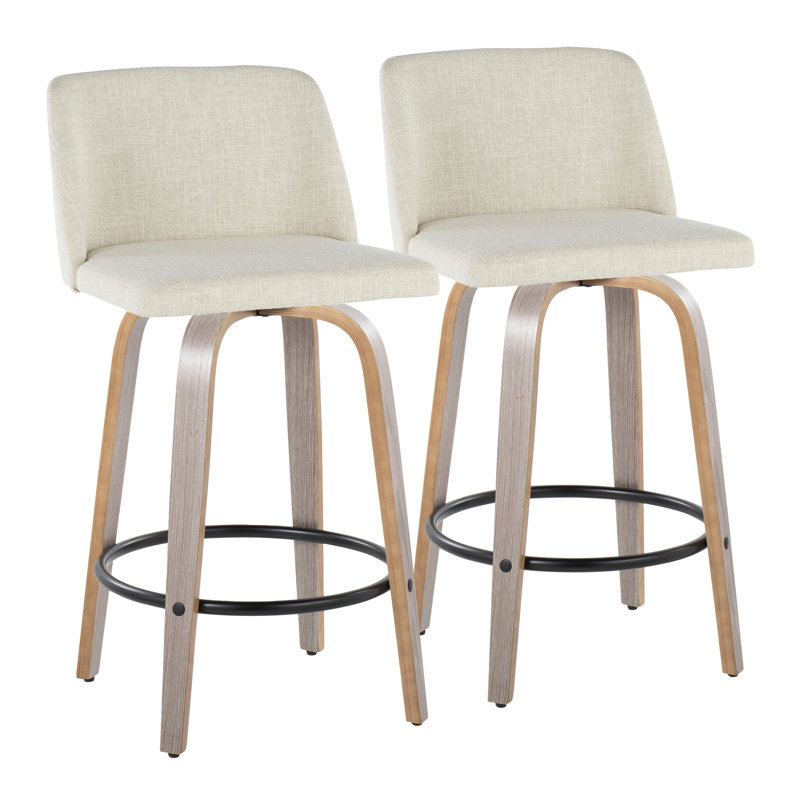 Contemporary Counter Stool, Siège gris clair / cadre naturel / noir