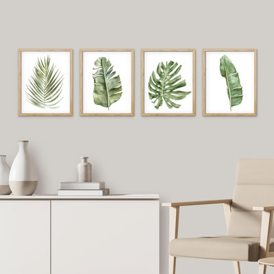 " Banana Palm Monstera Leaf " 4 - Pieces