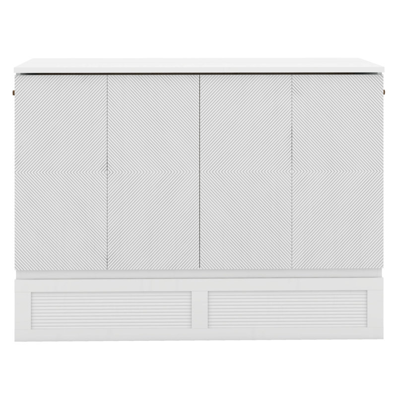 Murphy Bed With Drawer And Sockets & USB Ports, Double, Blanc