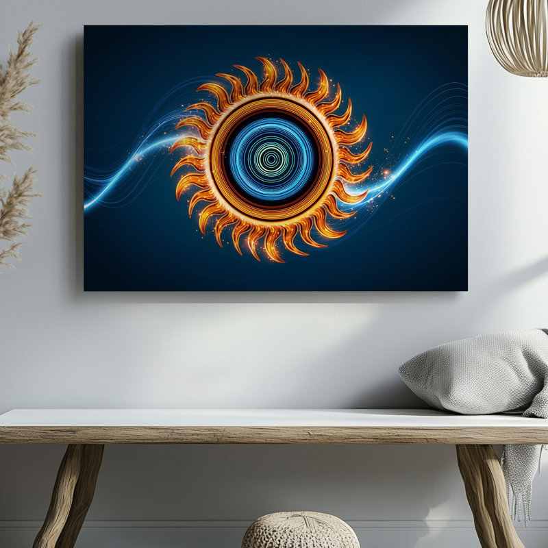 Toile, "Radiant Stylized Sun", H 20 po x l 30 po