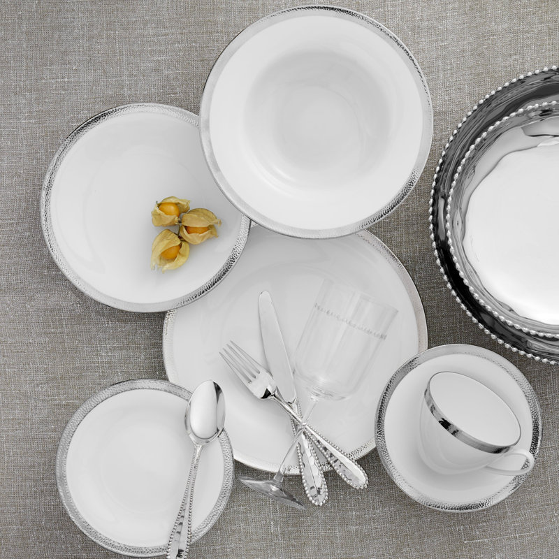 Smith Handmade Porcelain Dinnerware Set, Silver