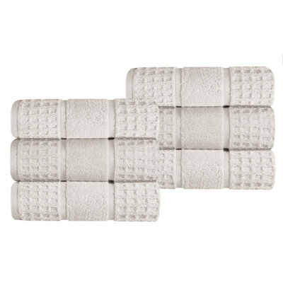 Camillah Zero Twist Cotton Solid Waffle Honeycomb Plush Soft Absorbent Medium Weight Hand Towel