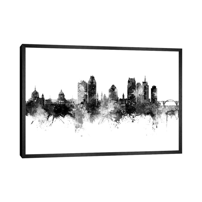 Saint Paul Minnesota Skyline by Michael Tompsett - 1 Piece Wall Art on Canvas, 101.6cm H x 152.4cm W x 3.81cm D
