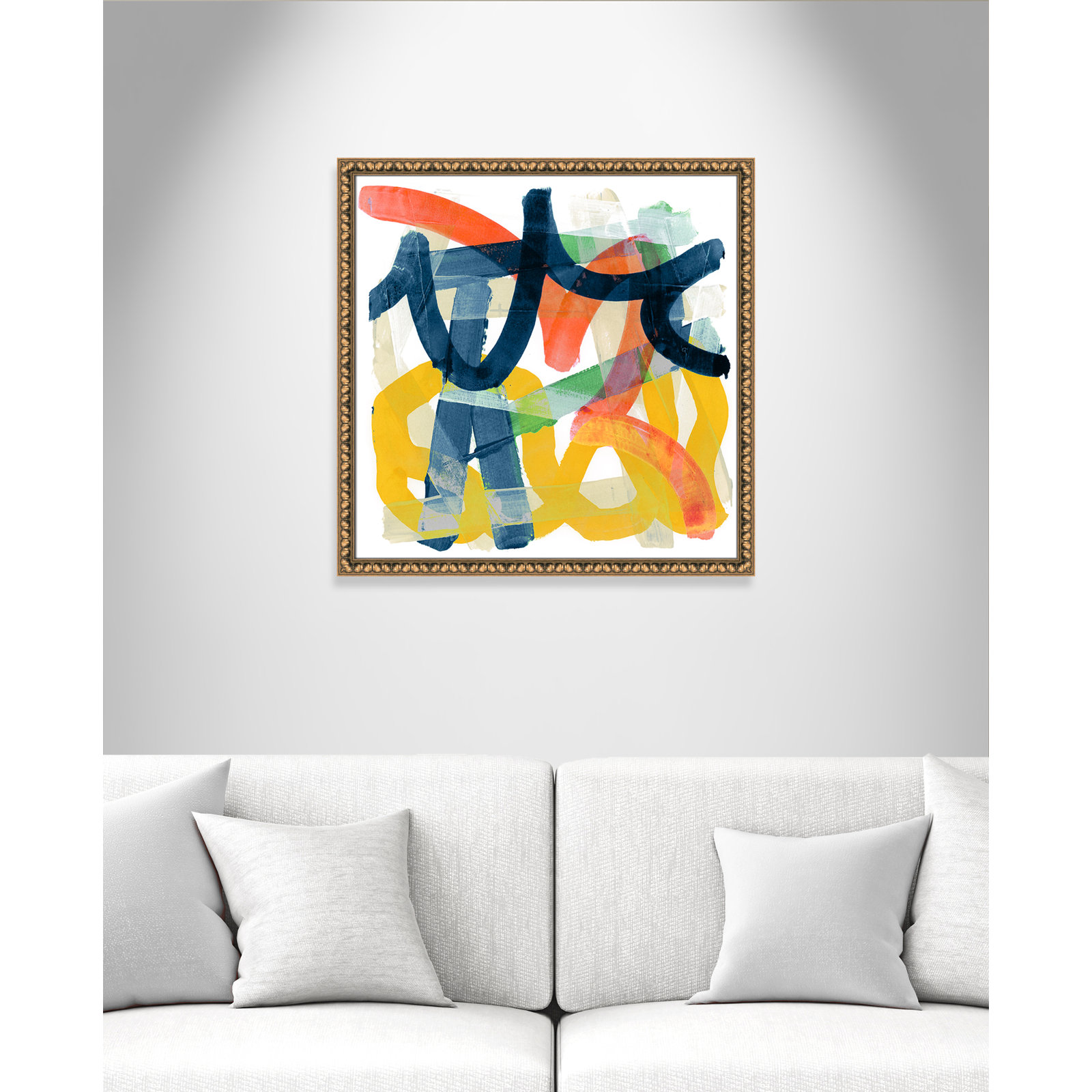 Shuffling by Cartissi - Picture Frame Painting, Gold Bead Framed, 28.5" H x 28.5" W x 1.13" D