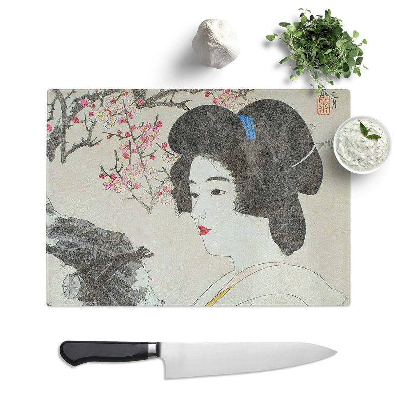 Tempered Glass Blossoms by Ito Shinsui Chopping Board, 28.5 cm x 20 cm