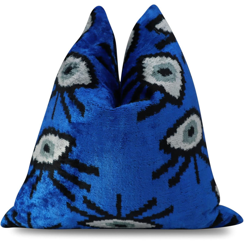 Velvet Square Pillow Cover & Insert, Blue