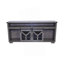 Meuble télé 65,3 po avec bandes lumineuses à DEL et porte de grange en fer avec bande décorative en Y de style campagnard gris-501256830