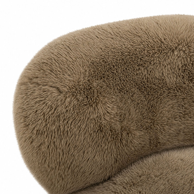 Fauteuil d'appoint en peau de mouton végane de qualité contractuelle, couleur taupe gaufrée