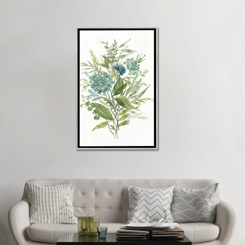 «Greenery II» par Carol Robinson - reproduction d'art, Toile avec cadre argenté, H 48 po x l 32 po x P 1,5 po, Pas de tapis