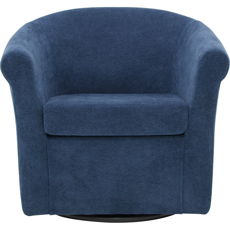Anstett 30.5" Wide Polyester Swivel Barrel Chair, Chloe Indigo 100% Polyester