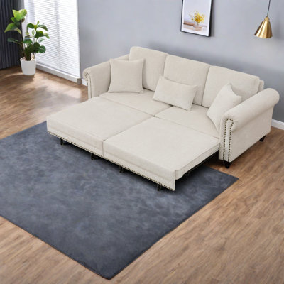 In 1 Convertible Sofas, 86.5 Inch Chenille Modern Sleeper For Home