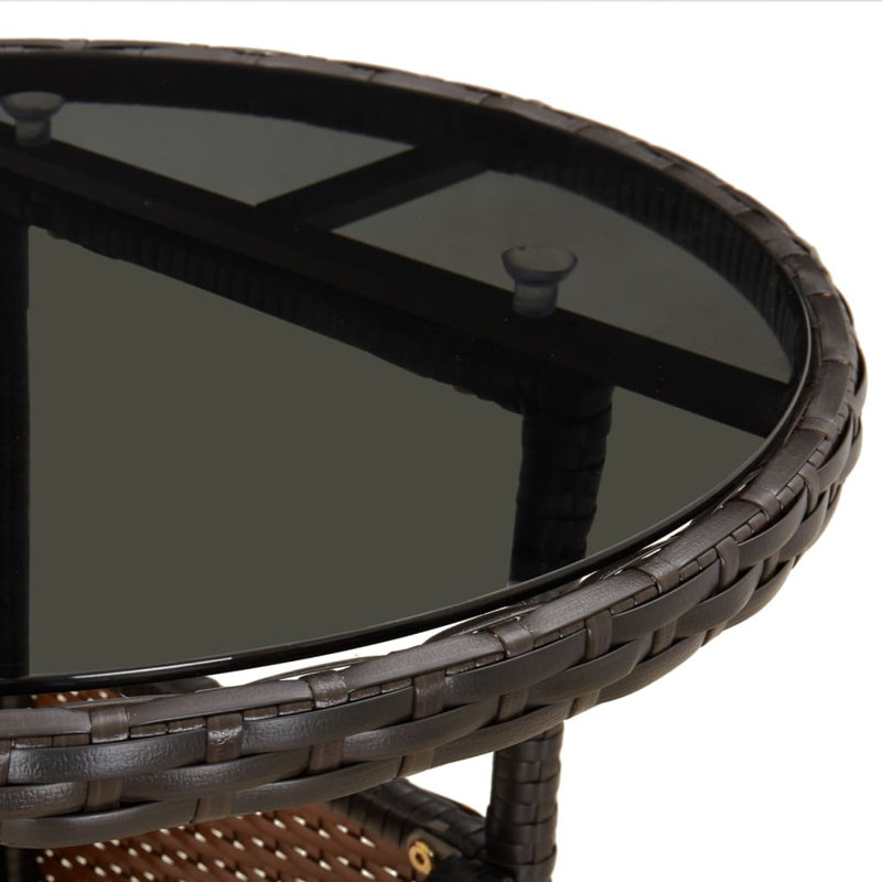 Garden Table Poly Rattan Furniture, Brown, 75 x 60 x 60cm