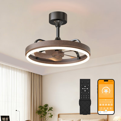20.5" Rustic Brown Fandelier Ceiling Fan with Lights, Remote & APP Control, 6‑Speed Reversible Quiet DC Motor, 3‑Color Dimmable LED Light, Modern Ceiling Fan for Bedroom Living Room