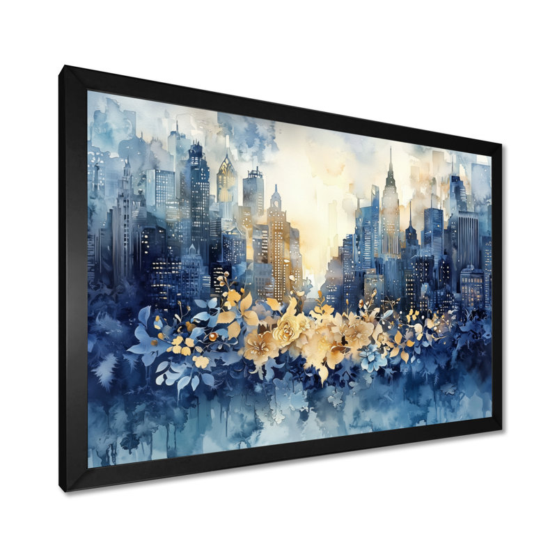 Odessie - Cityscapes Wall Art, Noir, noir, noir, noir, H 12 po x l 20 po, Cadre de photo unique