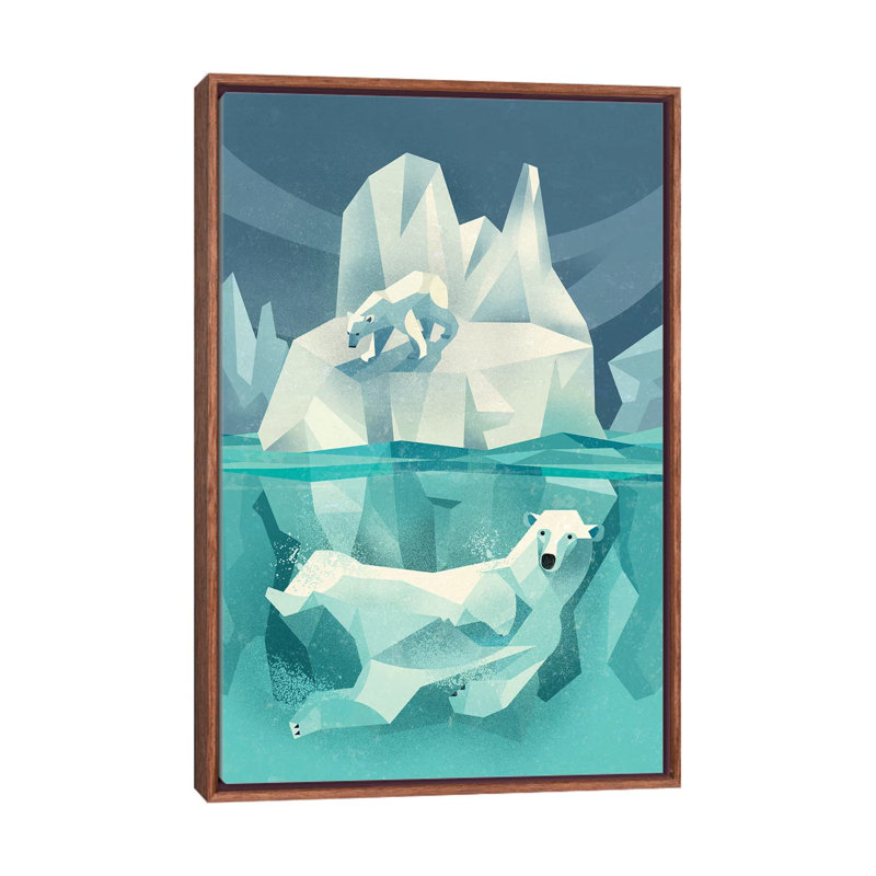 Polar Bear by Dieter Braun - Print on Canvas, 66.04 cm H x 45.72 cm W, Classic Brown Wood Framed