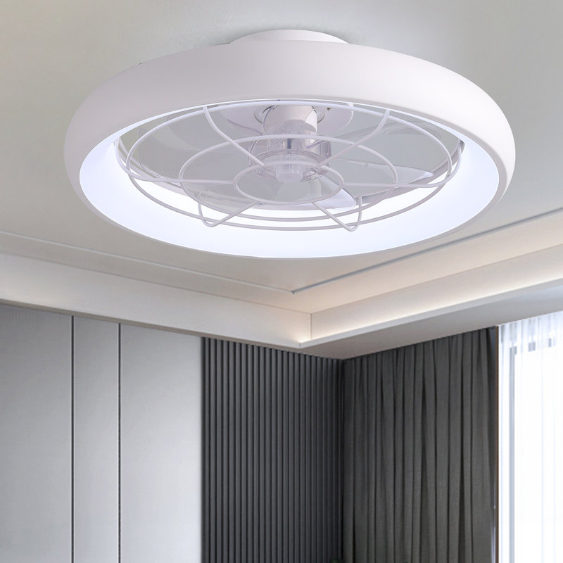 Ventilateur de plafond sans lame à intensité variable de 20 po avec lumières DEL Juneann, Blanc