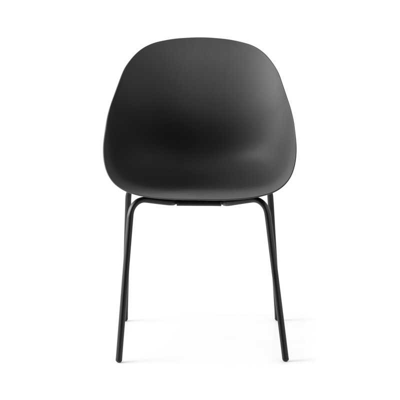 Fauteuil Academy avec structure en métal et siège en plastique, Noir mat, Chromé