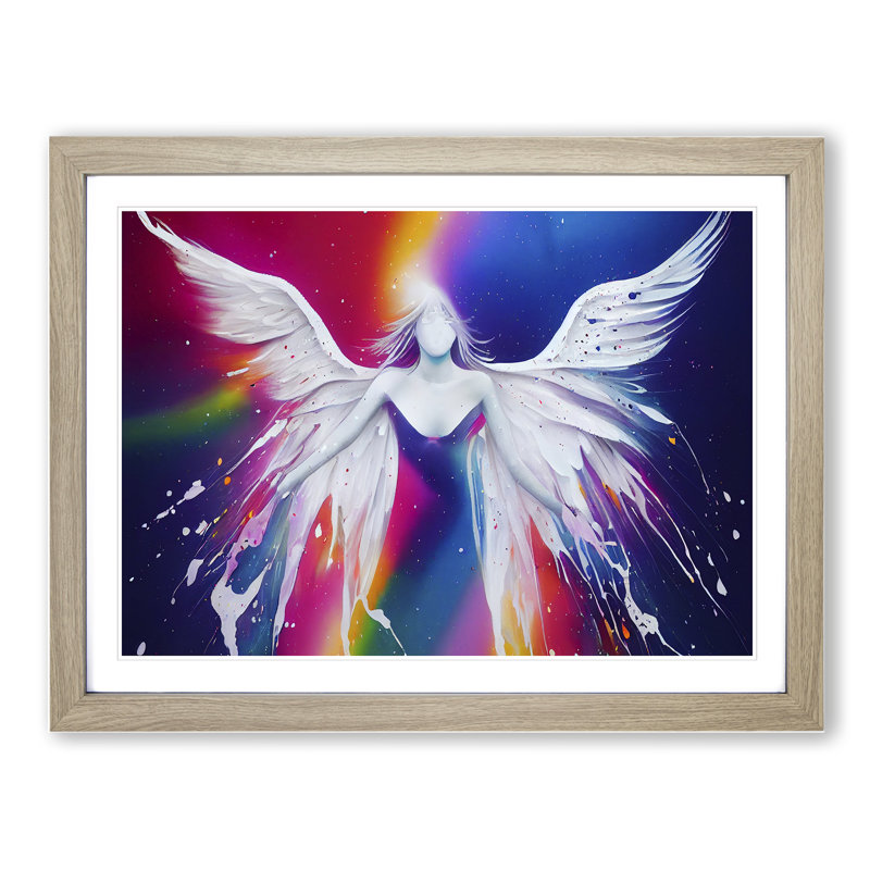 Angel Painted Vol.2 Abstract - Single Picture Frame Print, 46cm H x 64cm W, Grey