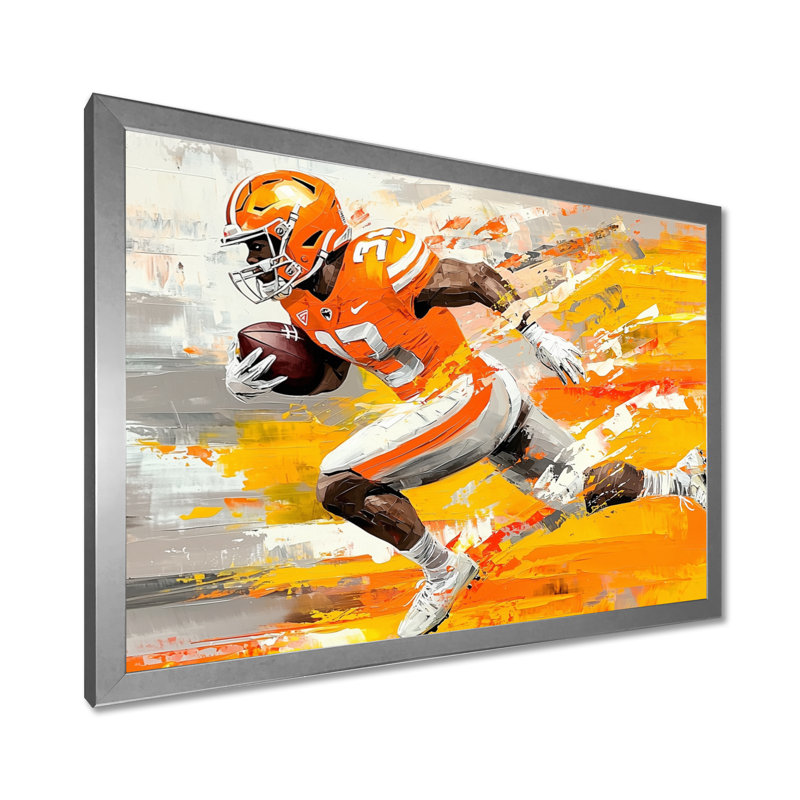 Football Touchdown Dance I - Football, impression murale, H 30 po x l 40 po, Argent argent