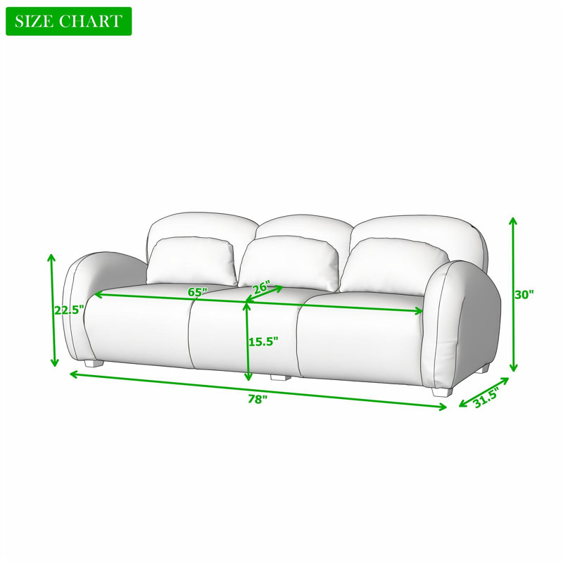 Sofa 3 places rembourré avec 3 coussins