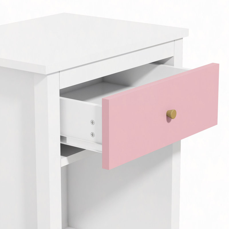 Nightstand, 26.77"H Wooden Nightstand With One Drawer One Shelf