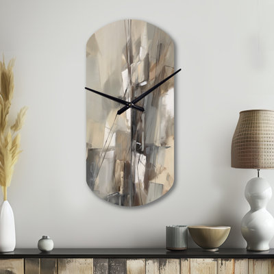 «Abstract Design Shapes I - Abstract Collages», horloge murale asymétrique en métal, impression d'horloge murale moderne