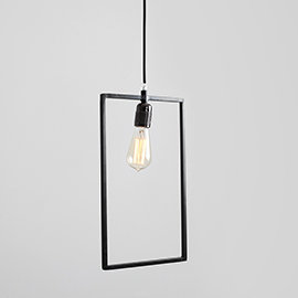 1 - Light White Square/Rectangle Pendant, 190cm H x 25cm W x 5cm D, Black