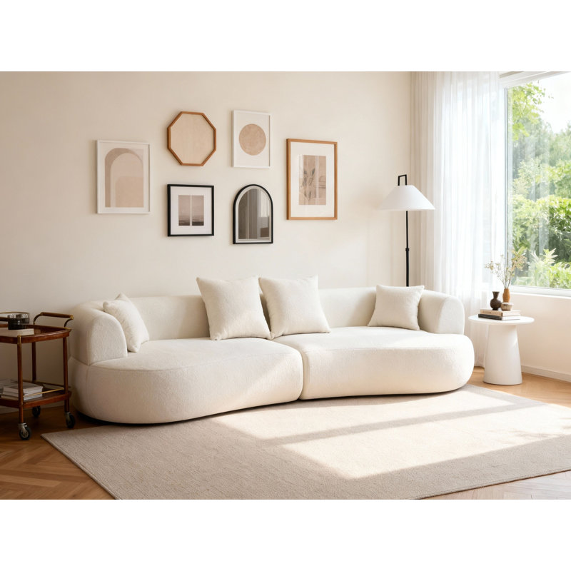 Canapé modulaire incurvé moderne de 122 pouces, Blanc